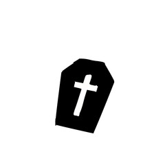 Halloween Coffin with White Cross Illustration