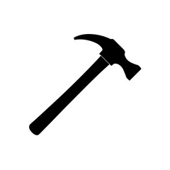 hammer icon black silhouette vector illustration on transparent background