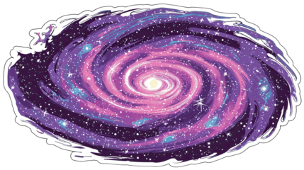 Stylized Cosmic Spiral Galaxy with Glowing Center and Swirling Arms