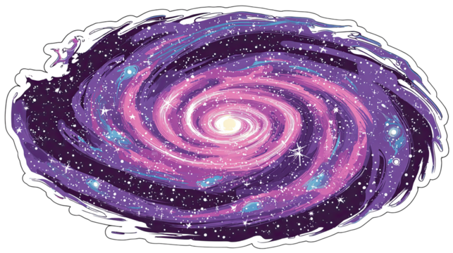 Stylized Cosmic Spiral Galaxy with Glowing Center and Swirling Arms