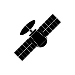 satellite icon black silhouette vector illustration on transparent background