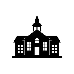 school icon black silhouette vector illustration on transparent background