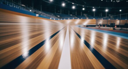 Interior shot capturing lighting reflections off the polished Siberian pine track surface emphasizing smoothness and professional finish.