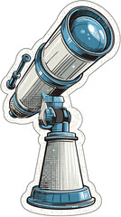 Detailed Comic Book Style Illustration of a Modern Telescope Sticker