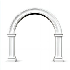 Fototapeta premium White Classical Stone Archway with Pillars on White Background