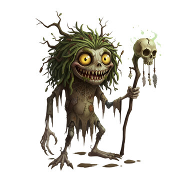 scary halloween character kikimora isolated on transparent background