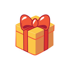 Gift box bow emoji present illustration vector birthday ribbon symbol sign icon, 
