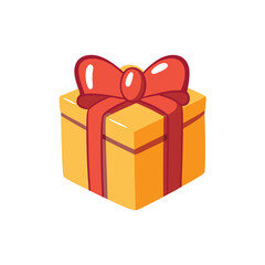 Gift box bow emoji present illustration vector birthday ribbon symbol sign icon, 