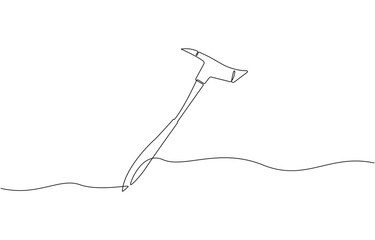 Continuous line drawing art Pickaxe tool mining pickaxe concept, cryptocurrency mining continuous line editable Icon, vector illustration. pickaxe simple icon in one line.