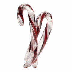 Elegant Glass Candy Cane Ornament Pair, Red and White Swirl Design