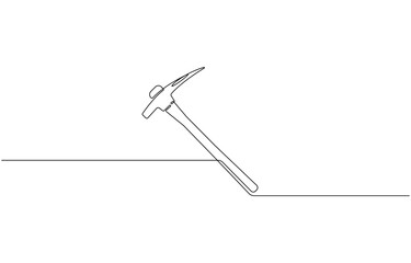 Continuous line drawing art Pickaxe tool mining pickaxe concept, cryptocurrency mining continuous line editable Icon, vector illustration. pickaxe simple icon in one line.