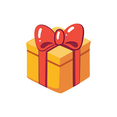 Gift box bow emoji present illustration vector birthday ribbon symbol sign icon, 