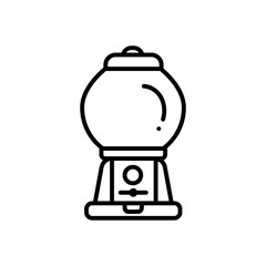 Simple black and white outline illustration of a gumball machine.