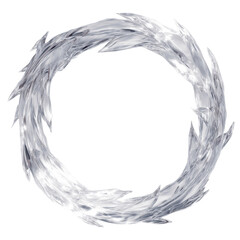 Abstract Silver Circular Frame with Sharp, Organic Texture