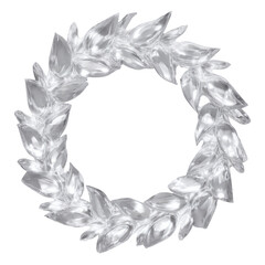 Silver Laurel Wreath, Circular Frame, Elegant Design Element