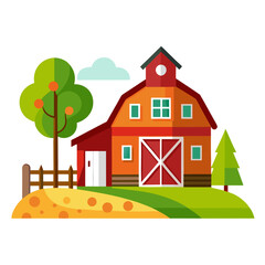 Naklejka premium Farmhouse Flat Vector