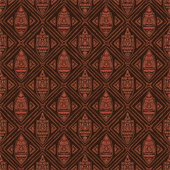 Seamless ethnic pattern with tribal motifs and geometric shapes in brown tones, seamless pattern, Stock royalty free image.