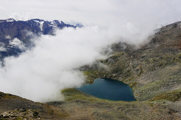 The view of Gaislacher lake in Oetztal valley, Soelden, Austria