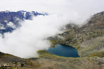 The view of Gaislacher lake in Oetztal valley, Soelden, Austria