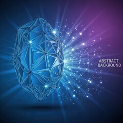 Geometric structure with radiant light beams against a gradient background