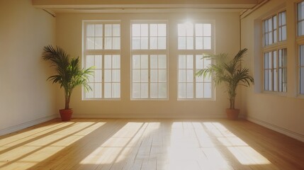 Fototapeta premium Empty room sunlight windows