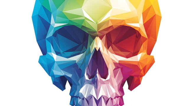 Colorful Polygonal Skull Graphic Art Illustration