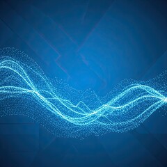 Abstract luminous wave on blue gradient background suggesting connectivity networks