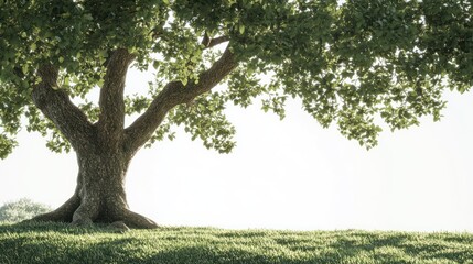 Obraz premium Large tree in lush grassy field