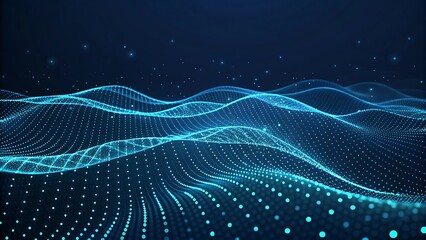 Abstract digital landscape of glowing blue networked data points