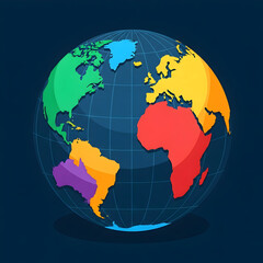 Fototapeta premium Globe Showing Continents with Colorful Graphic Style