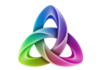 Colorful intertwined abstract geometric shape isolated on transparent background