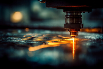 Precision cutting: A laser beam sculpting metal with fiery precision at the factory
