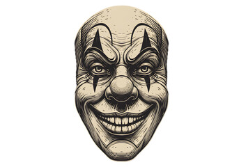 Illustration Of Clown Face Mask On Transparent Background Scary Portrait