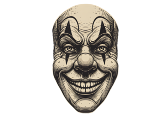 Illustration Of Clown Face Mask On Transparent Background Scary Portrait