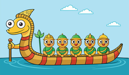 Traditional Thai Boat Race, Cultural Festival, Dragon Boats, Rowers, Vibrant Celebration, Southeast Asia, Water Sports, Festive Event, Teamwork Competition, Thai Culture, Heritage Tradition, Boat Para