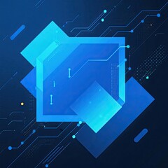 Futuristic data network with interconnected shapes in a glowing cyberspace setting