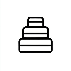 Outline icon of a tiered cake, black and white, representing celebration and special occasions with copy space