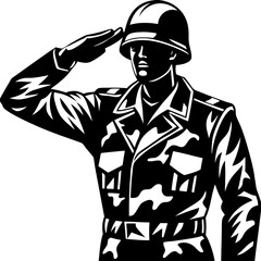 silhouette of a soldier man saluting