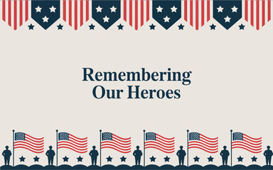 Happy Memorial Day border flat vector illustration background