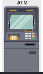 Automated teller machine with a credit card inserted for withdrawal