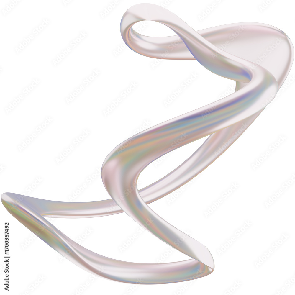 Poster 3d iridescent metallic μat abstract shape objects, 3d rendering liquid aluminum gradient shape desig