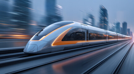 Fototapeta premium Rapid train in future city