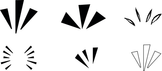 Several variations of abstract black rays explode on a white background creating diverse styles © Design home sara