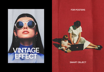 Retro Postcard Poster Photo Effect Mockup
