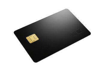 Black credit card with chip isolated on transparent background