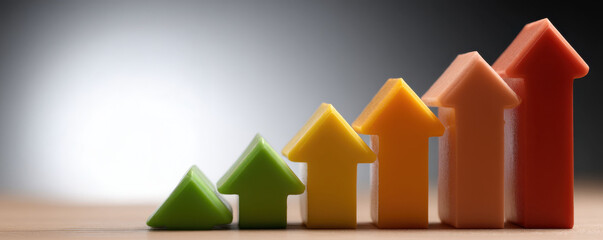 Colorful arrows representing growth and progress in business.
