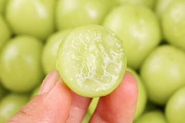 Fresh Green Grapes with Crystal Juice and Sparkle - Seasonal Fruit Harvest Close-up