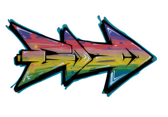 Illustration Of Colorful Graffiti Arrow Isolated On Transparent Background