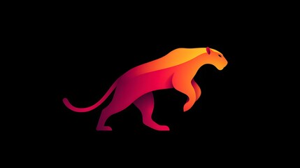 Colorful Abstract Lion Illustration on Black Background for Digital Art and Creative Design