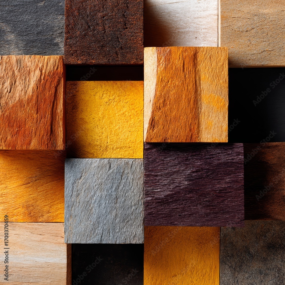 Poster abstract background of stacked wooden blocks display texture vibrant colors vivid environment artist